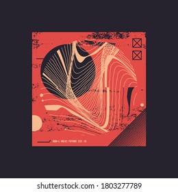 Digital geometric vector illustration, t-shirt print, poster, cover design.