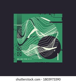 Digital geometric vector illustration, t-shirt print, poster, cover design.