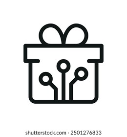 Digital gift box isolated icon, generating gift ideas vector symbol with editable stroke