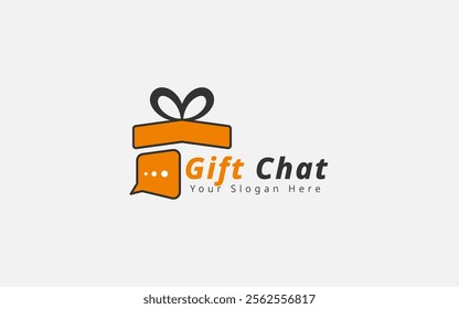 Digital Gift Chat Logo. E-Commerce Gift Box Illustration. Concept for Online Gifts