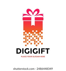 Digital gift vector logo template. This design use gift box symbol. Suitable for gift.
