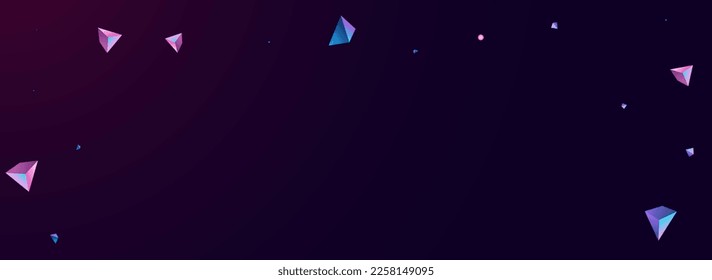 Digital Glass Vector Panoramic Dark Violet Background. Cosmic Dynamic Shapes Pattern. Rainbow Creative Triangle Template. Holographic Jewel Minimalist Layout.