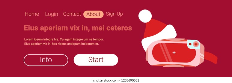 digital glasses virtual reality technology merry christmas happy new year concept flat horizontal copy space