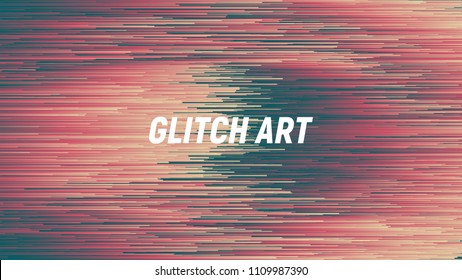 Digital Glitch Art Abstract Vector Background. Dynamic Stripes in Movement Conceptual Illustration. Glitch Background. Glitch Wallpaper