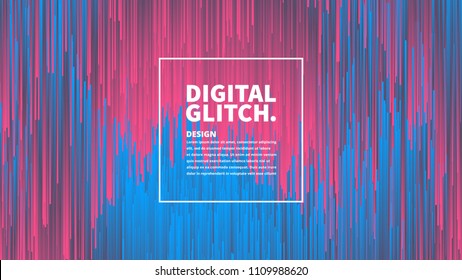 Digital Glitch Effect Vector Abstract Background. Dynamic Vivid Color Striped Conceptual Illustration