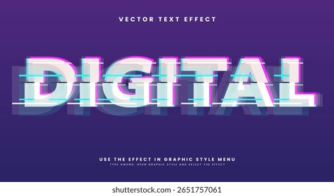Digital glitch Style 3d editable text effect template