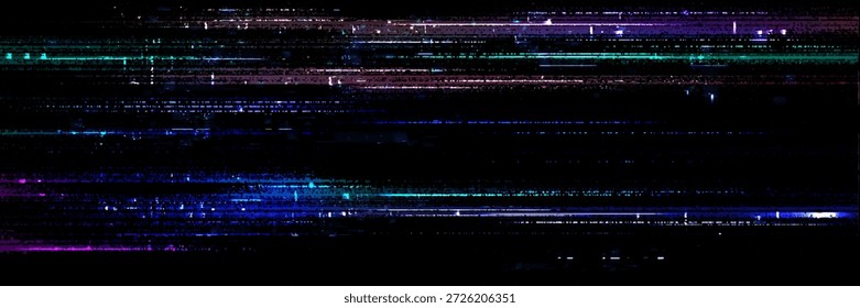 Textura de falha digital com efeito de ruído pixelado. Ilustração realista vetorial de padrão de retrocesso de vídeo abstrato no fundo da tela preta, sobreposição de ruído estático, exibição de tv retro, distorção de sinal