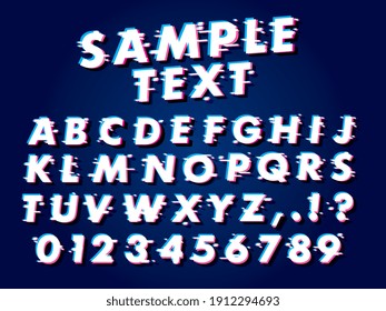 Digital glitched alphabet distorted screen error effect