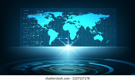 Digital Global Network System Technology Background, Presentation and Communication Concept design, Vector illustration.
