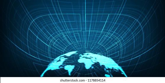 Digital Global Network System Technology Background,connection and Communication Concept design,Vector illustration.
