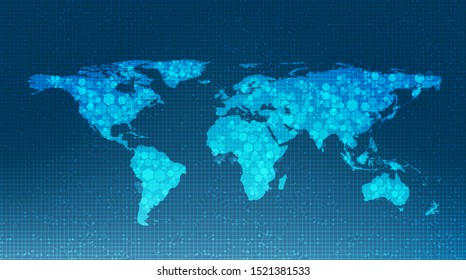 Digital Global Network System Technology Background,Connection and Communication Concept design,Vector illustration.
