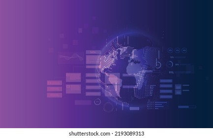 digital global simulation technology, satellite abstract background vector	
