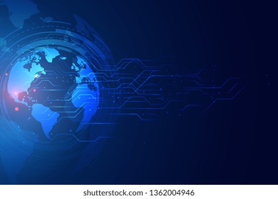 digital global technology banner with circuit diagram
