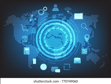 Digital global technology on the world concept, Abstract background, Vector illustration