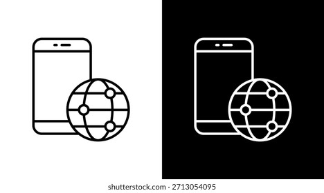 Esquema de globalización digital Diseño de conjunto de iconos blancos