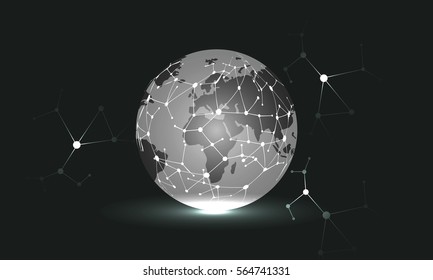 digital globe earth with connecting networks
