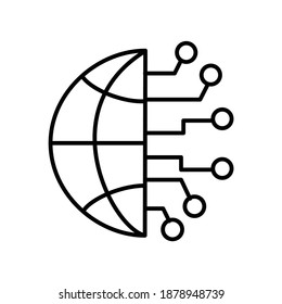 Digital Globe Global Technology line icon