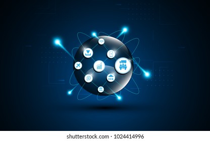 digital globe with IOT icon telecommunication innovation concept eps 10 vector