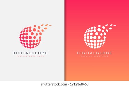 Diseño del logotipo del globo digital. Colección de círculos en forma de globo. Usable para empresas y marcas. Ilustración del logotipo del vector.