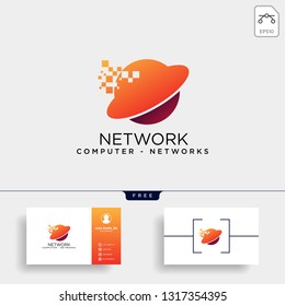 digital globe network logo template vector illustration icon element isolated