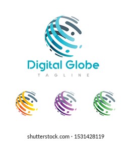 Digital Globe Vector Icon Logo