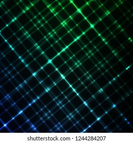 Digital glowing background. Hi-tech green and blue grid design template. Vector illustrated
