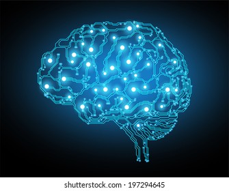  Digital glowing brain with connected neurons symbolizing AI, thinking, and innovation.