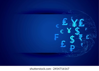 digital glowing currency sign background with text space vector