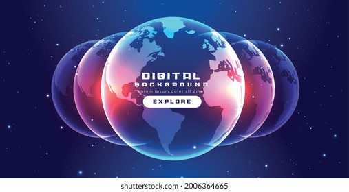 digital glowing earth concept banner design