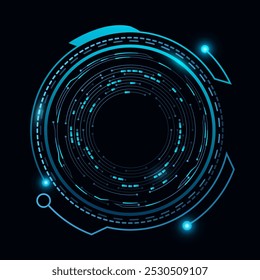 Círculo de hud brillante digital con placa de circuito. Elementos futuristas para la interfaz tecnológica. Ilustración vectorial. EPS 10.