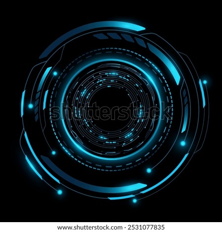 Digital glowing hud circle with circuit board. Futuristic elements for hi-tech interface. Vector illustration. EPS 10.