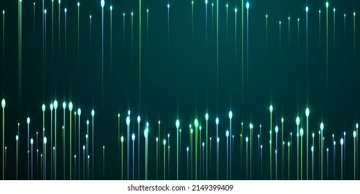 Digital glowing line streams data flows concept. Geometric neon teal glowing elements. Electronic industry lines shift up innovative pattern. Data flows progressive backdrop.