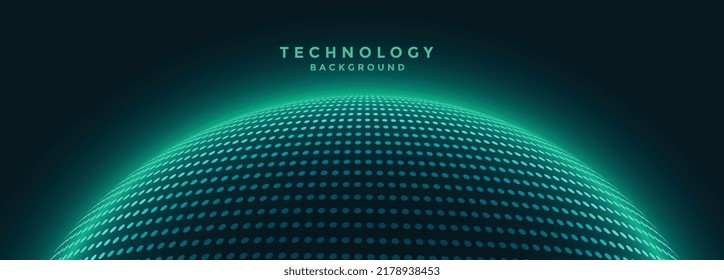 digital glowing particle sphere planet banner design