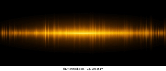 Digital glowing sound wave. Vibration equalizer with orange light effect. Abstract background. Vector illustration. EPS 10.