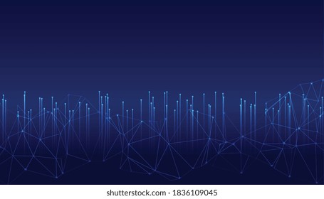 digital glowing technology lines with metwork wire mesh