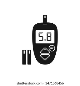 Digital Glucose meter icon with strip symbol . Flat style vector EPS.