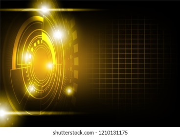 Digital gold abstract circle on dark background