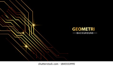 Digital Gold Circuit Lines Technology Background Design