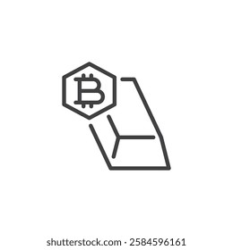 Digital Gold line icon. linear style sign for mobile concept and web design. A gold bar with a Bitcoin outline vector icon. Symbol, logo illustration. Vector graphics