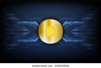 digital golden coin on data transfer tech concept background eps 10 vector