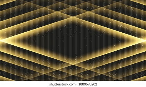 Digital Golden Light on Technology Background,Digital and Connection Concept design,Vector illustration.