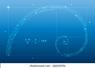 Digital Golden Ratio, Spiral Symbol Vector Illustration