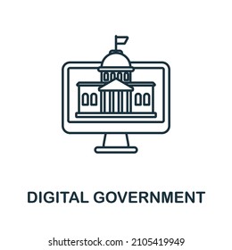 Digital Government icon. Line element from digital transformation collection. Linear Digital Government icon sign for web design, infographics and more.