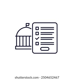 Digital government, online voting line icon