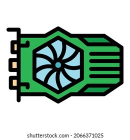 Digital gpu card icon. Outline digital gpu card vector icon color flat isolated