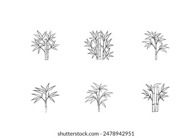 un archivo de Diseño gráfico digital con una representación minimalista y elegante de bambú en forma de silueta.