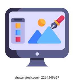 Digital graphic designing flat icon with high resolution 