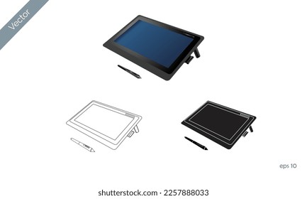 digital graphic pad pen vector line art icon 
