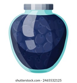 Digital graphic of a sealed jar filled with luscious blueberry preserve