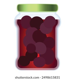 Digital graphic of a sealed jar filled with dark pickled grapes